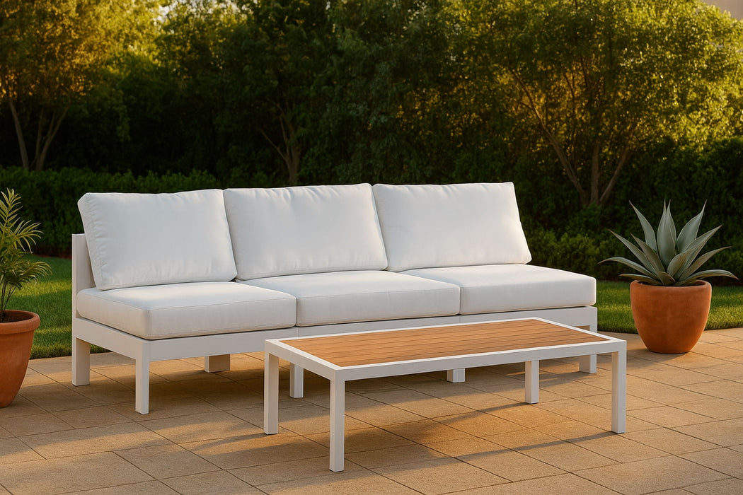 Nizuc - Outdoor Patio 3 Seat Armless Modular Sofa With White Frame