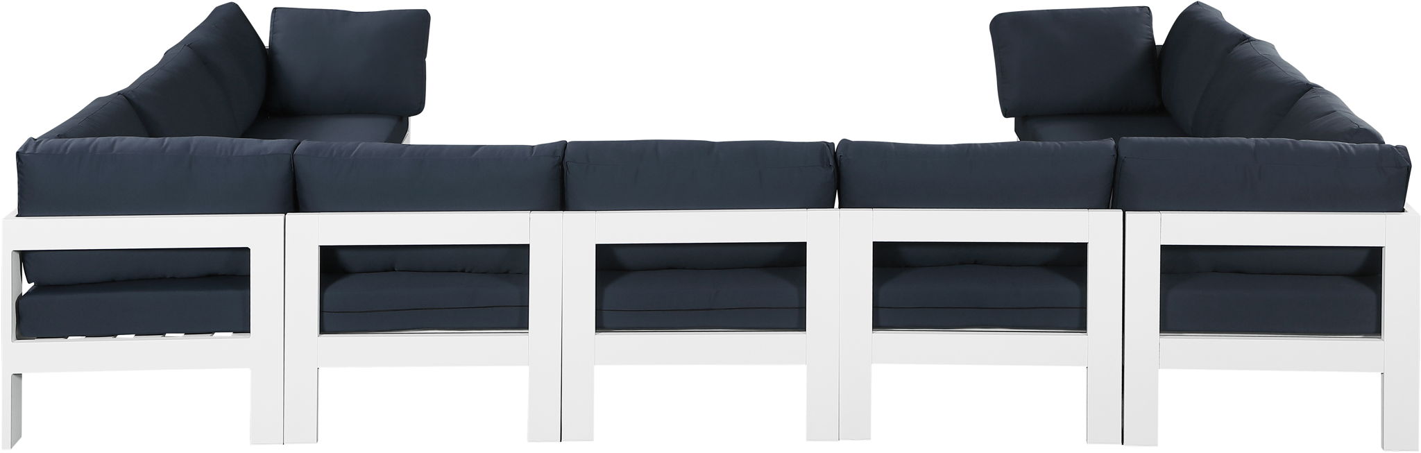 Nizuc - Outdoor Patio 9 Piece Modular Sectional With White Frame