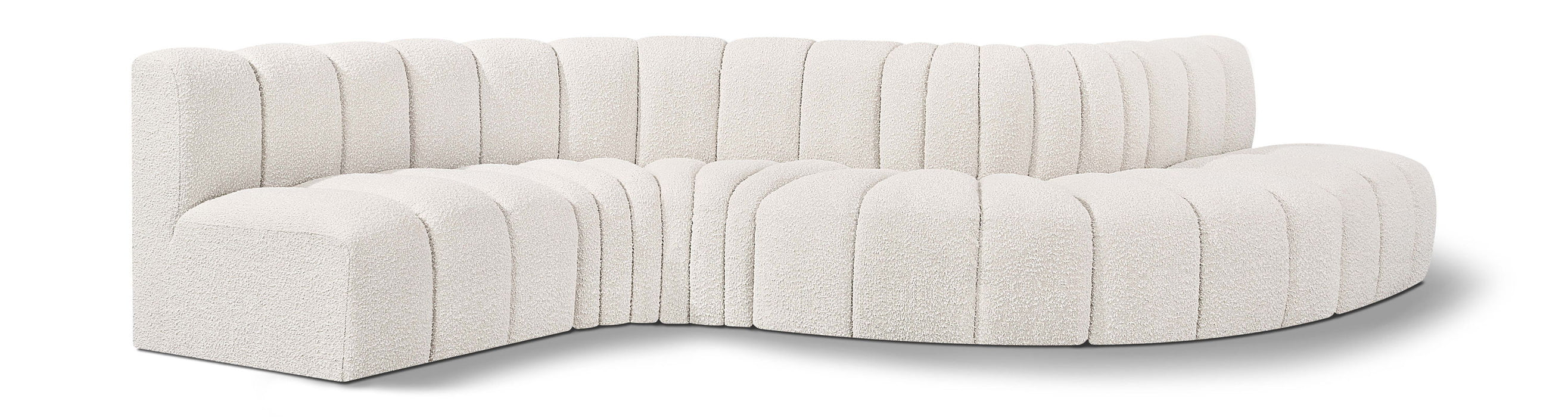Arc - Boucle Fabric 6 Piece Curved Modular Sofa