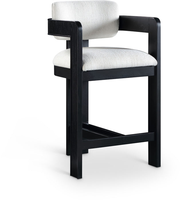 Sacha - Linen Stool With Black Base