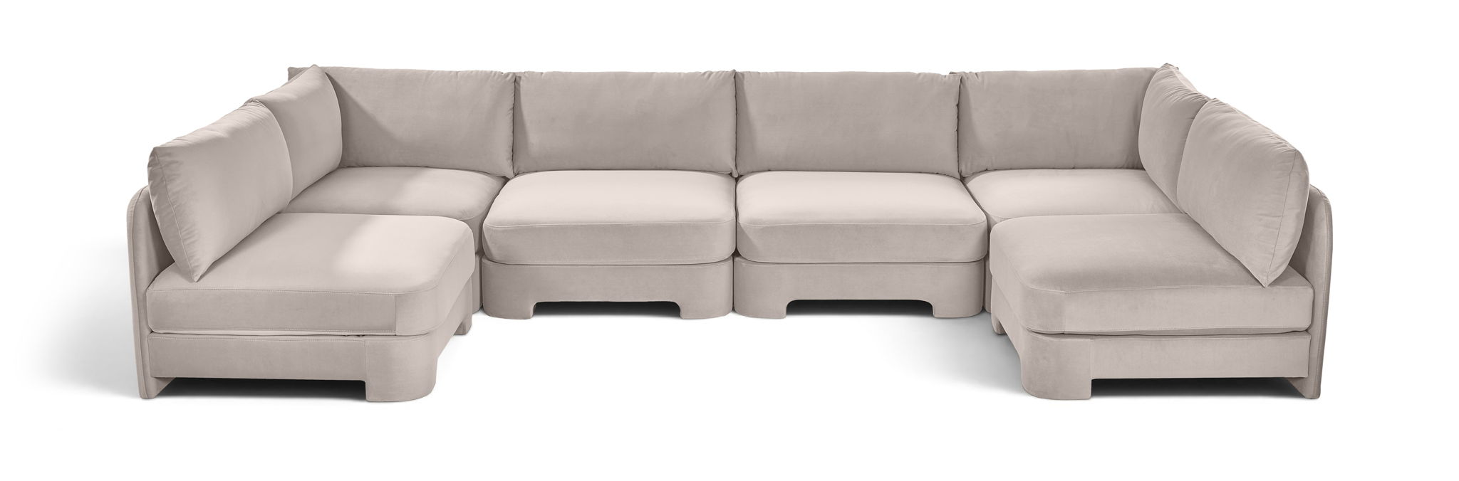 Hammond - Velvet Performance Fabric Upholstered 6 Piece U-Shaped Armless Sectional