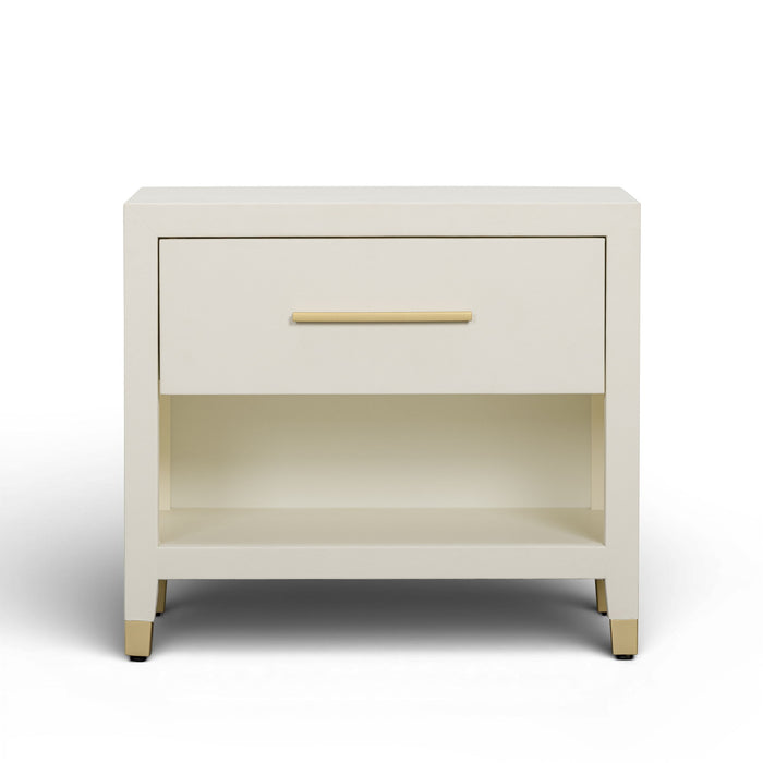 Dani - Faux Shagreen Nightstand With Drawer - Cream