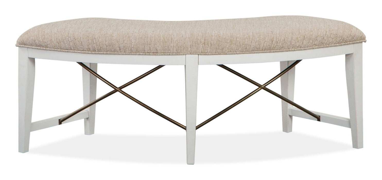 Heron Cove - Curved Bench With Upholstered Seat - Chalk White