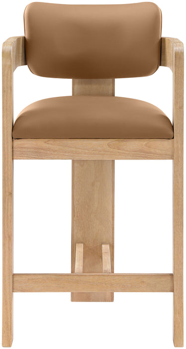 Sacha - Vegan Leather Upholstered Counter Stool With Natural Base