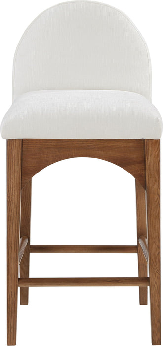 Waldorf - Chenille Stool With Brown Legs