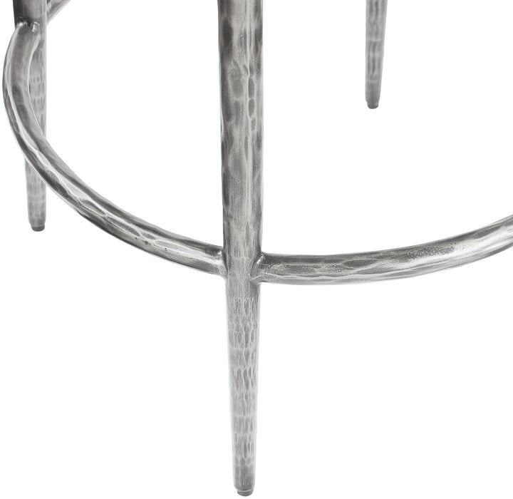Ferro - Performance Fabric Upholstered Backless Bar Stool - Antique Silver