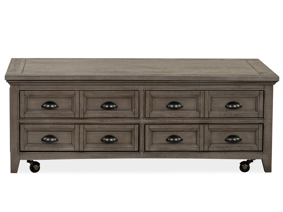 Paxton Place - Lift Top Storage Cocktail Table With Casters - Dovetail Gray