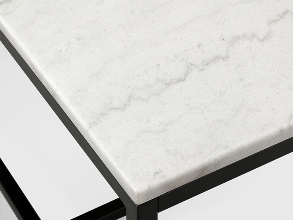 Torin - Rectangular Cocktail Table - White Marble And Matte Black
