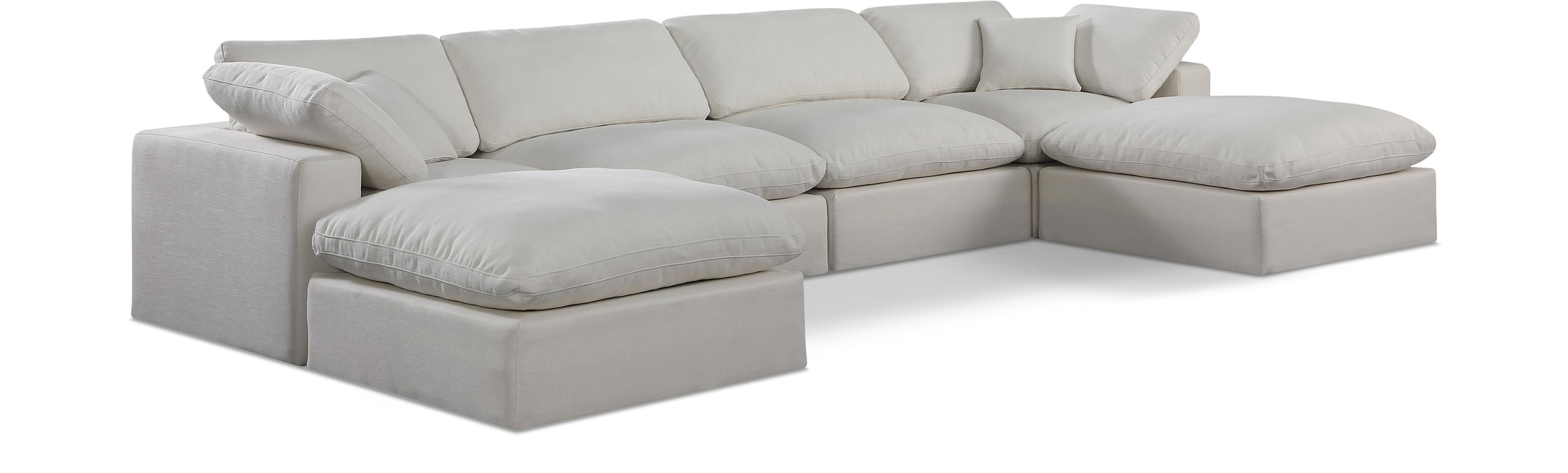 Comfy - 6 Piece Linen Modular Double Chaise Sectional