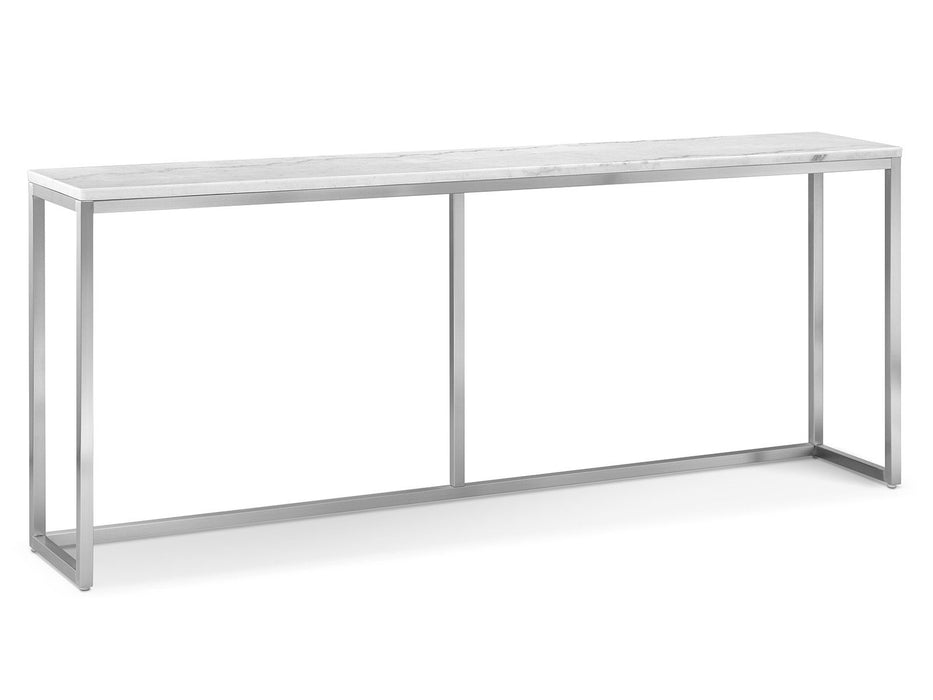 Esme - Rectangular Sofa Table - White Marble And Brushed Nickel
