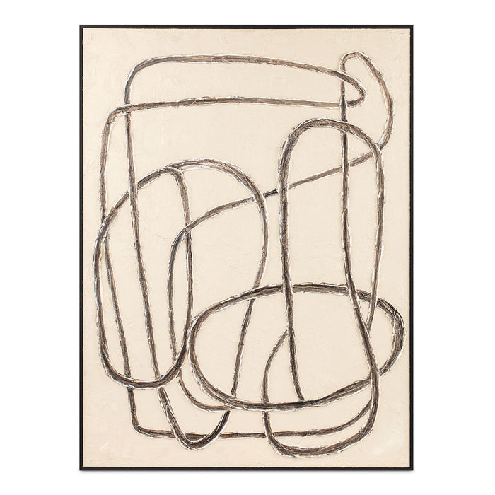 Encounters - Framed Painting - Beige