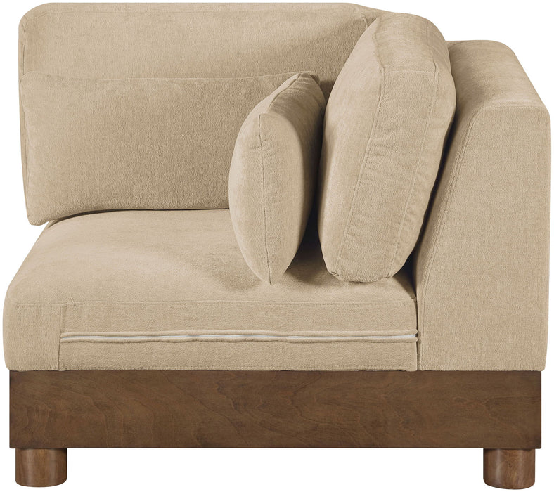 Turin - Chenille Fabric Upholstered Modular Corner Chair - Walnut Base