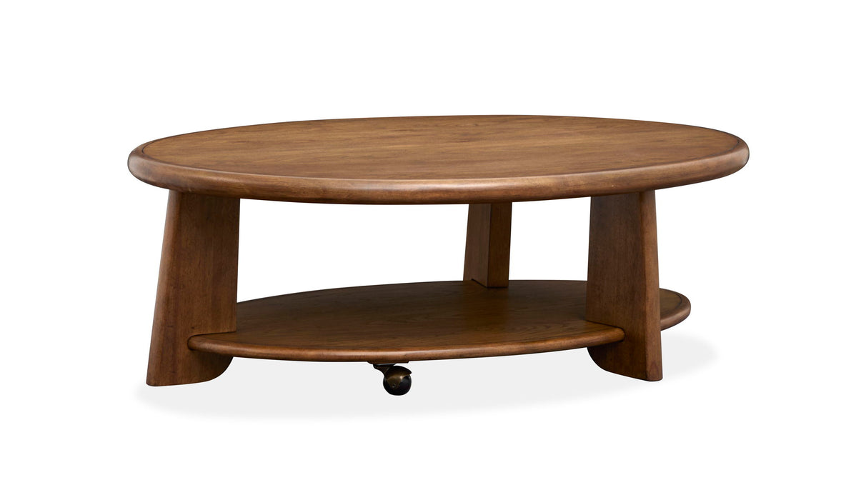 Tanner - Oval Cocktail Table With Casters - Tawny Brown