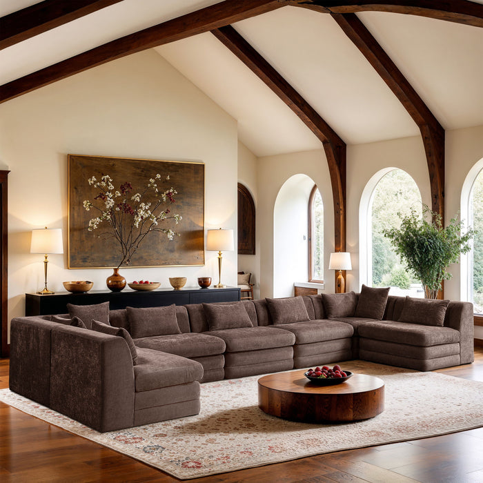 Stellar - 7 Piece Chenille Fabric Upholstered Modular Sectional