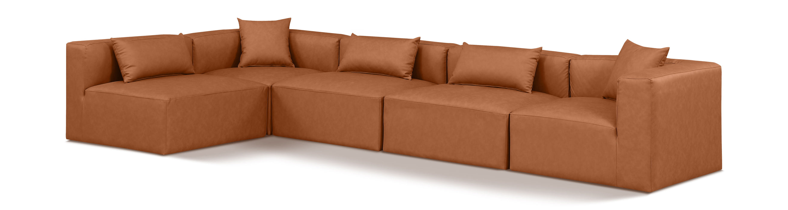 Cube - 5 Piece Modular Sectional - Cognac