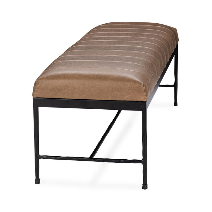 Madeleine - Leather Bench - Dune Walnut