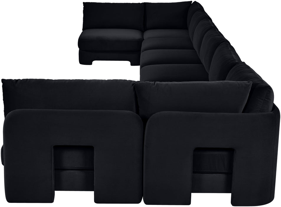 Hammond - Velvet Performance Fabric Upholstered 8 Piece U-Shaped Armless Sectional - Beige