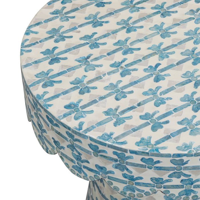 Lady - Capiz Shell Round Side Table - Blue Ribbon