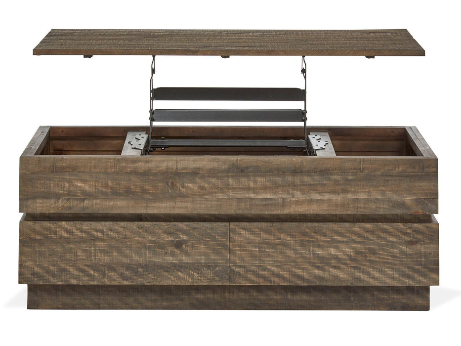 Baisden - Lift Top Storage Cocktail Table With Casters - Tobacco