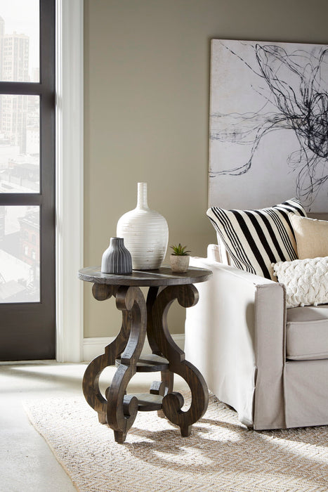 Bellamy - Round Accent End Table - Peppercorn