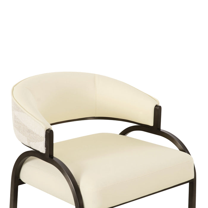 Tatum - Vegan Leather And 2-Tone Jacquard Counter Stool - Cream