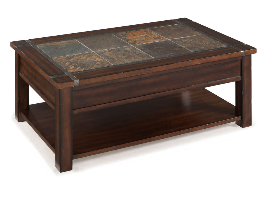 Roanoke - Rectangular Lift Top Cocktail Table (With Casters) - Cherry And Slate