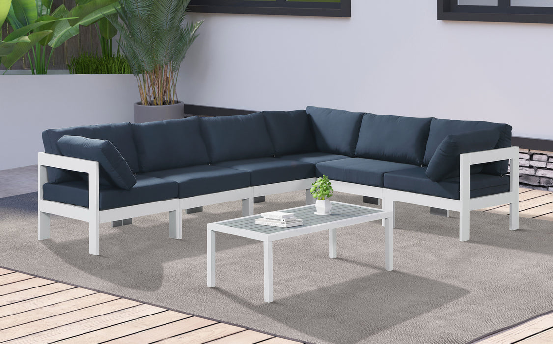 Nizuc - Outdoor Patio 6 Piece Modular Sectional With White Frame