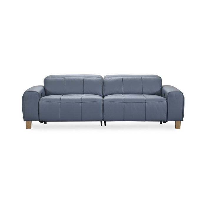 Alea - Leather Power Recliner Sofa - Smoke Blue