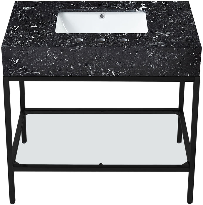 Marmo - Engineered Marble Bathroom Vanity With Black Base