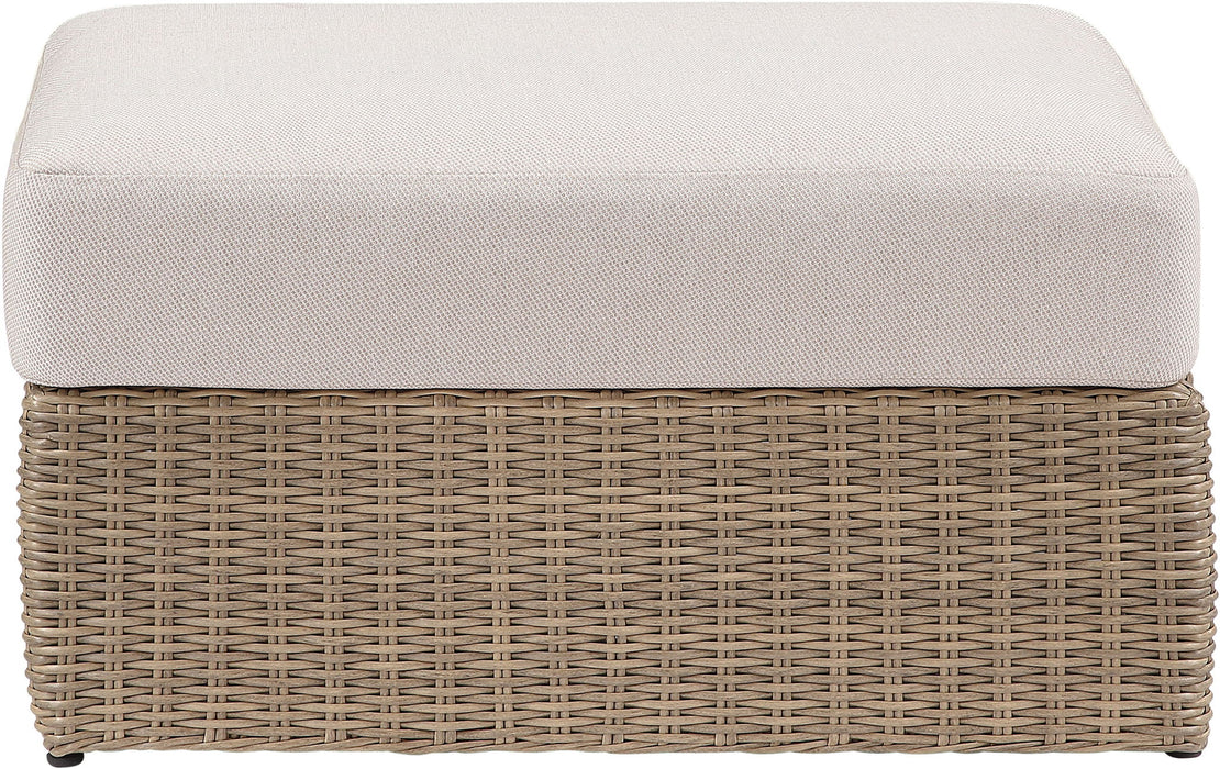 Seacrest - Olefin Water Resistant Fabric And Wicker Outdoor Patio Ottoman/Coffee Table