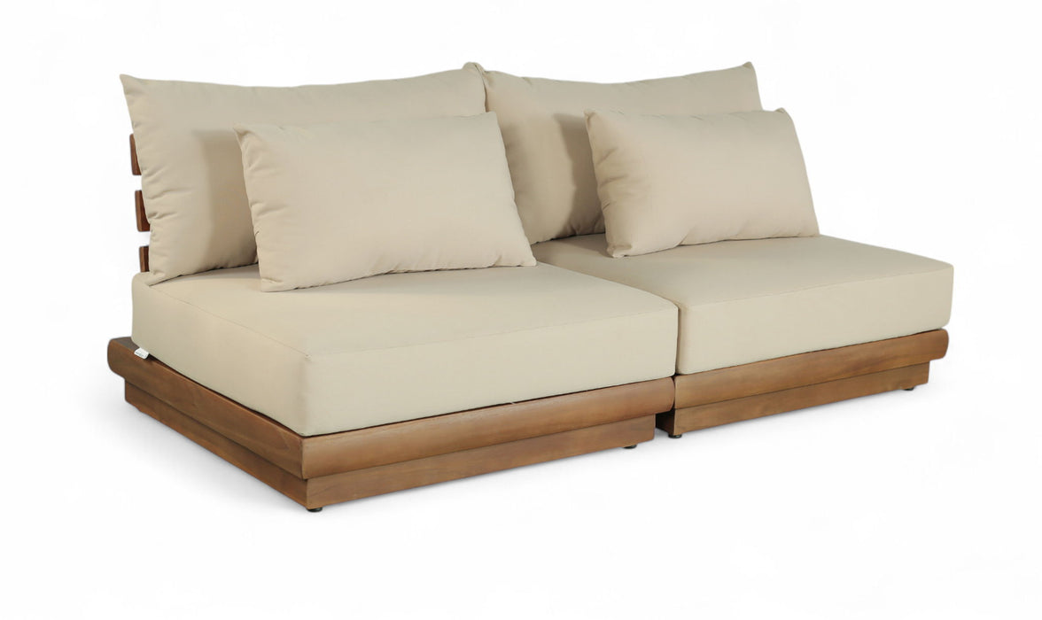 Mirella - 2 Piece Water Resistant Fabric 74" Upholstered Outdoor Patio Modular Armless Loveseat