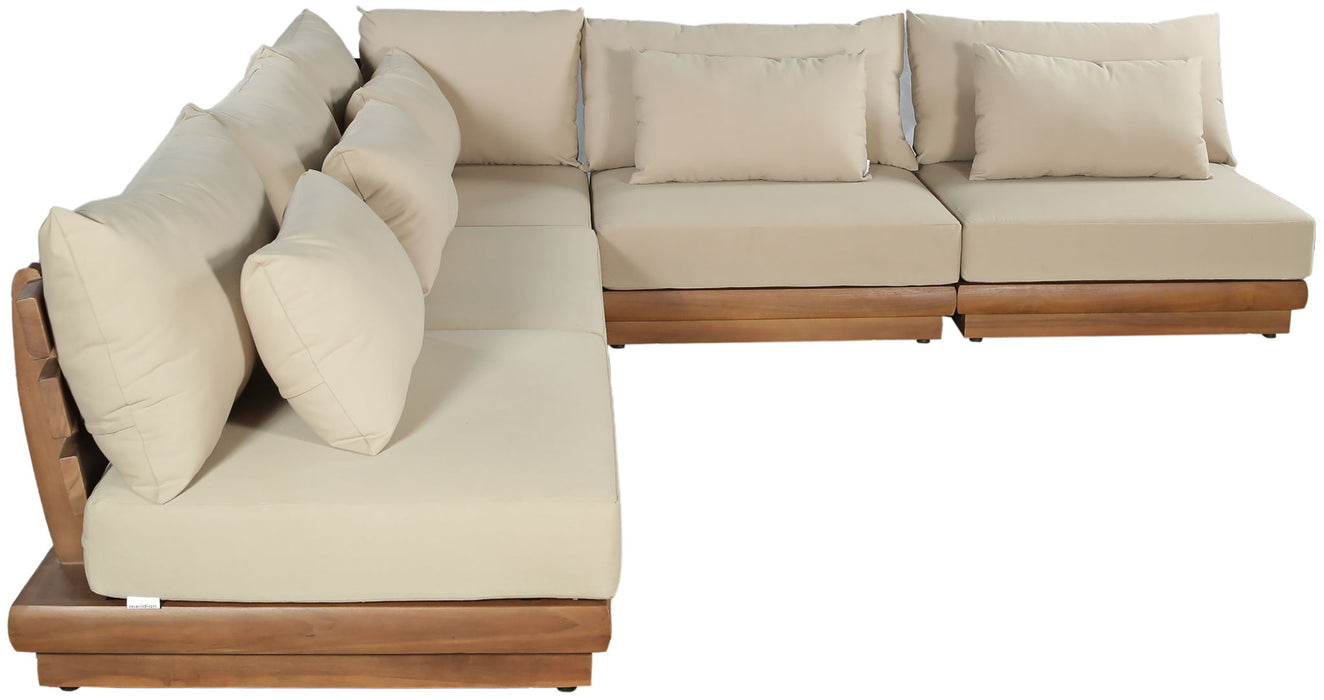 Mirella - 5 Piece Water Resistant Fabric Upholstered Outdoor Patio Modular Sectional