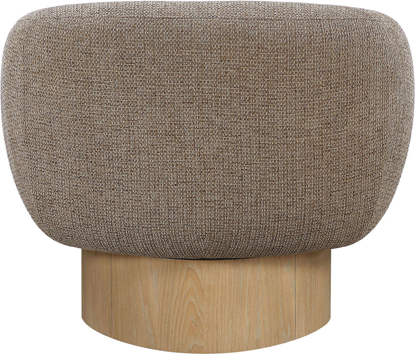 Avella - Interwoven Fabric Swivel Accent Chair - Light Brown Base