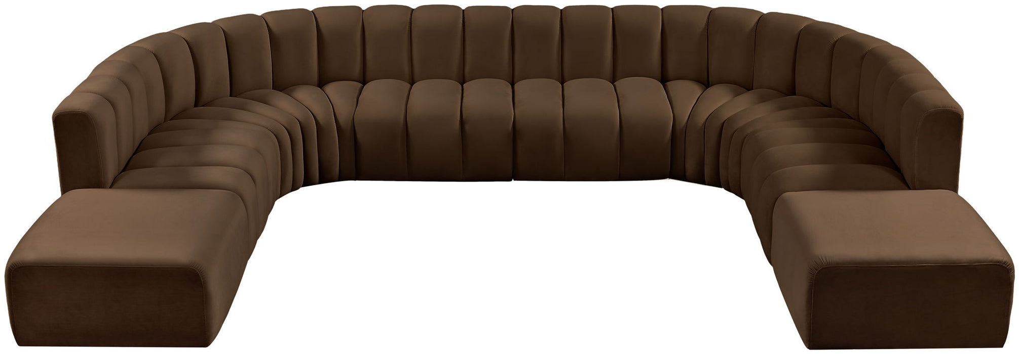 Arc - Velvet 10 Piece Modular Sofa - Brown