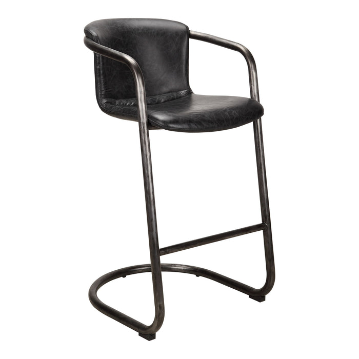 Freeman - Leather Barstool (Set of 2) - Onyx Black