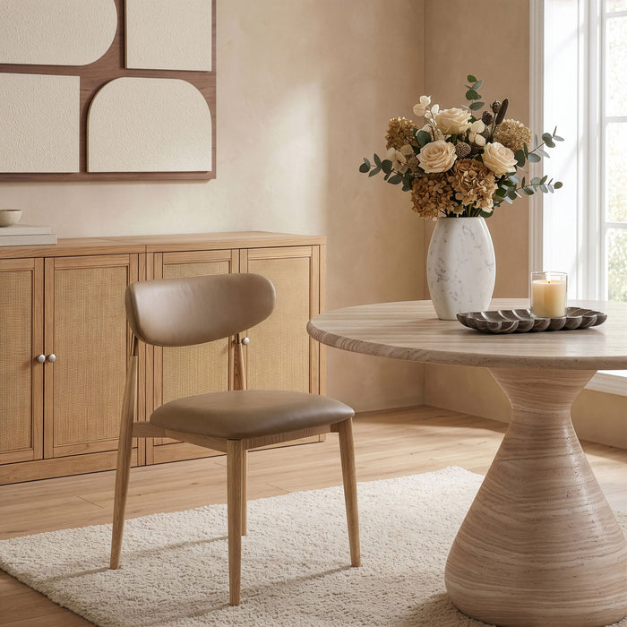 Ronda - Vegan Leather Upholstered Dining Side Chair - Natural Legs