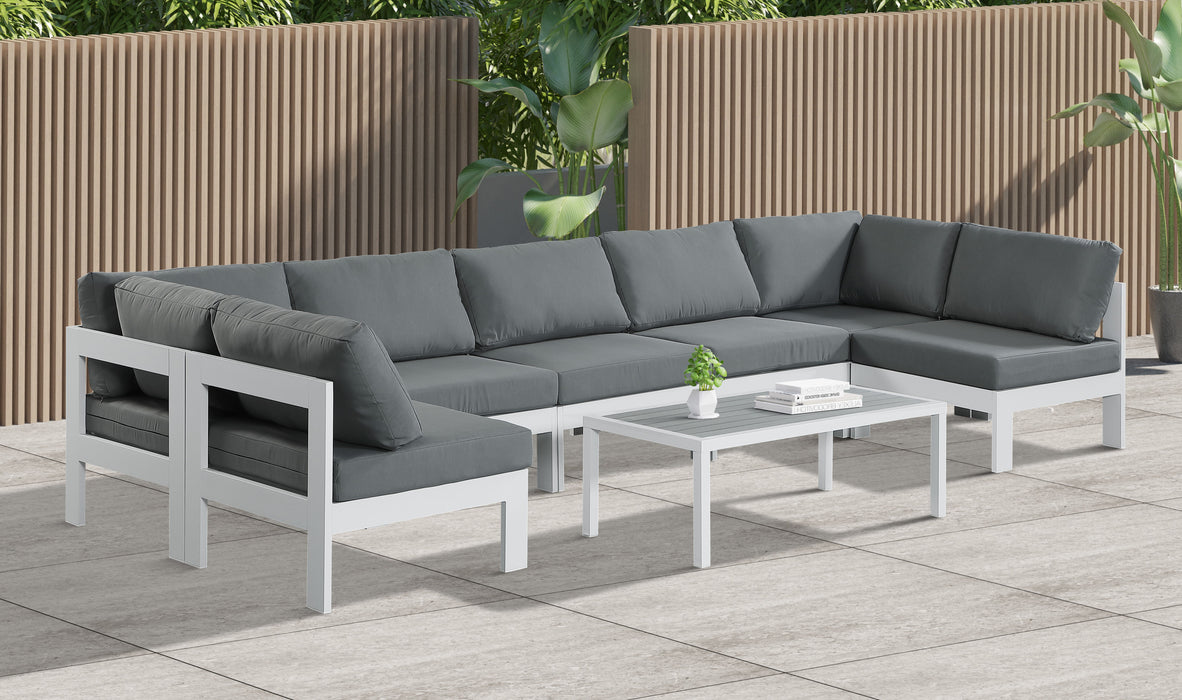 Nizuc - Outdoor Patio 7 Piece Modular Sectional With White Frame