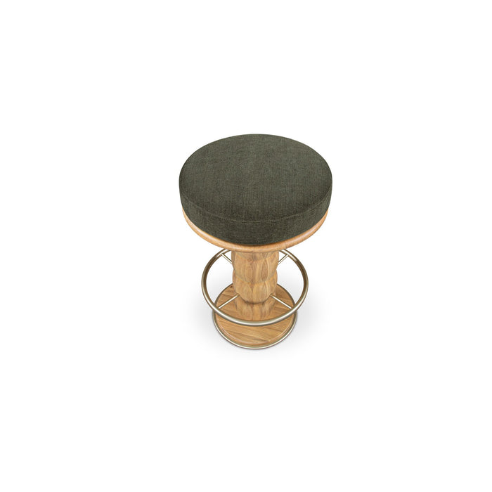 Nio - Swivel Counter Stool - Dark Green / Light Brown