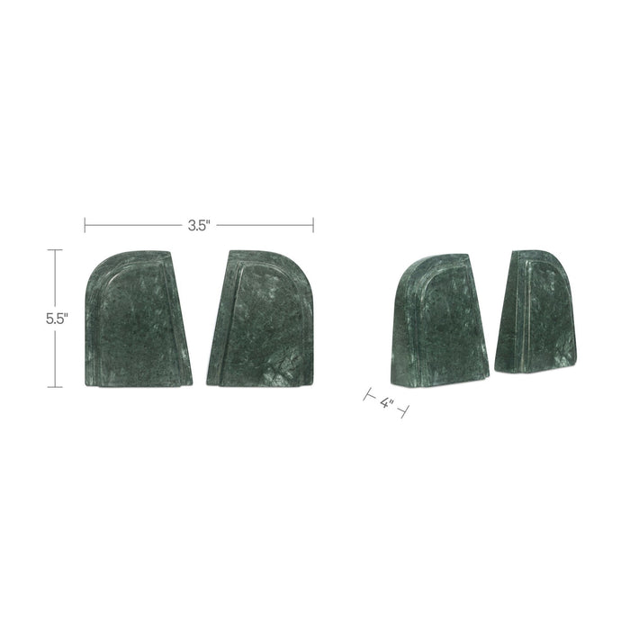 Zane - Marble Bookends (Set of 2) - Green