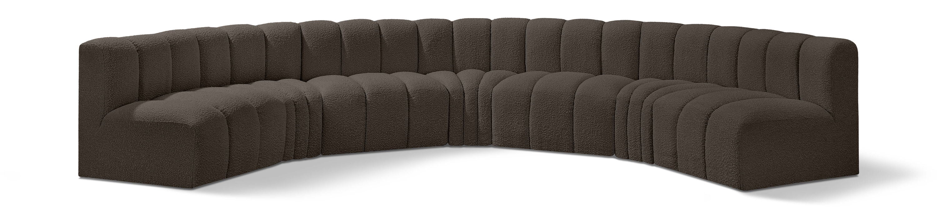 Arc - Boucle Fabric 7 Piece U-Shaped Modular Sofa