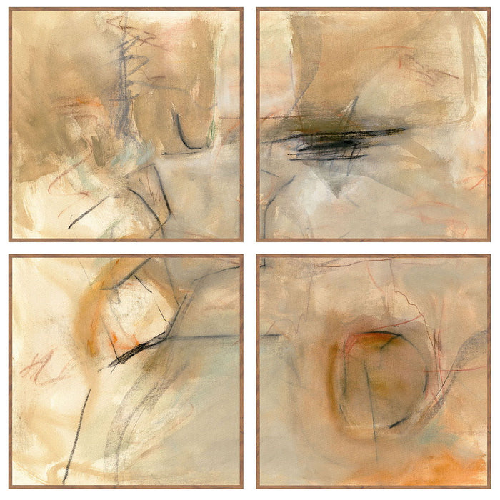 Ochre II - 48" x 48" Painting By Buddy Whitlock (Set of 4) - Walnut
