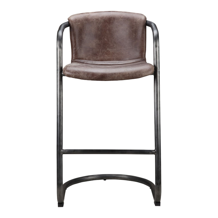 Freeman - Leather Barstool (Set of 2) - Grazed Brown