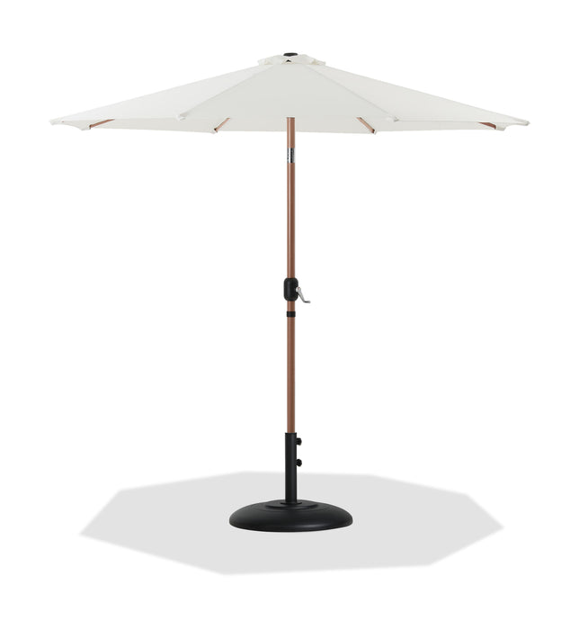 Fiji - Aluminum Patio Umbrella With Round Black And Teak Base