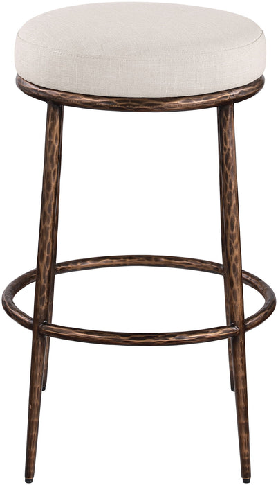 Ferro - Performance Fabric Upholstered Backless Bar Stool - Antique Bronze