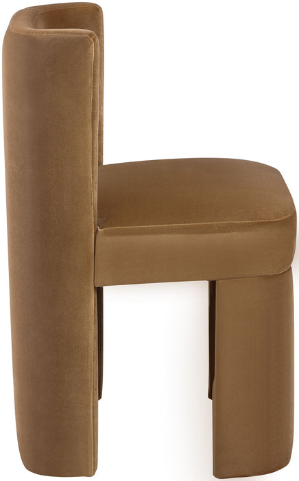 Zuno - Velvet Performance Fabric Upholstered Dining Chair (Set of 2) - Saddle