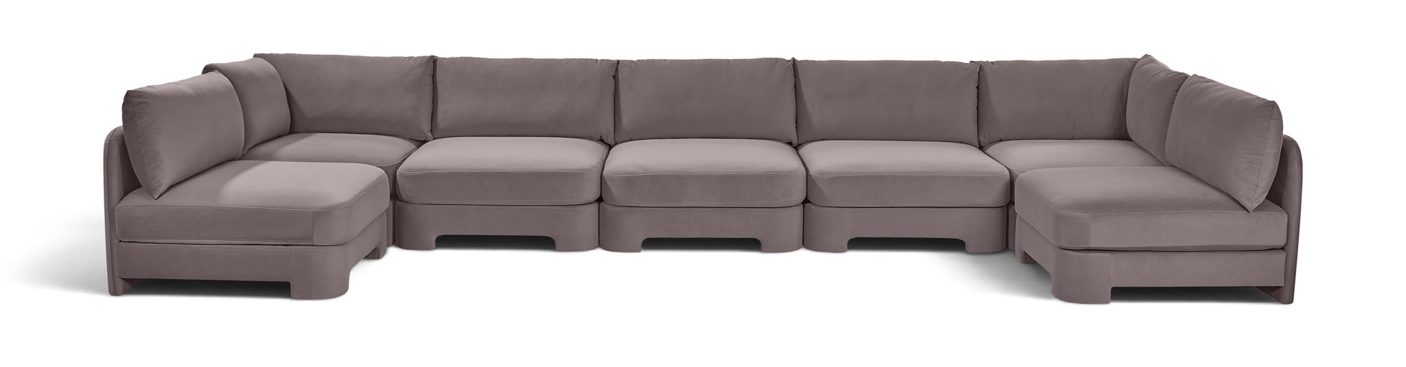Hammond - Velvet Performance Fabric Upholstered 7 Piece U-Shaped Armless Sectional