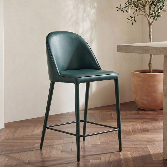 Burton - Counter Stool Vegan Leather - Dark Teal / Blue