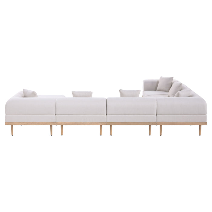 Laguna - 7 Piece Resilient Water Resistant Fabric 142" Upholstered Outdoor Patio Modular Sectional
