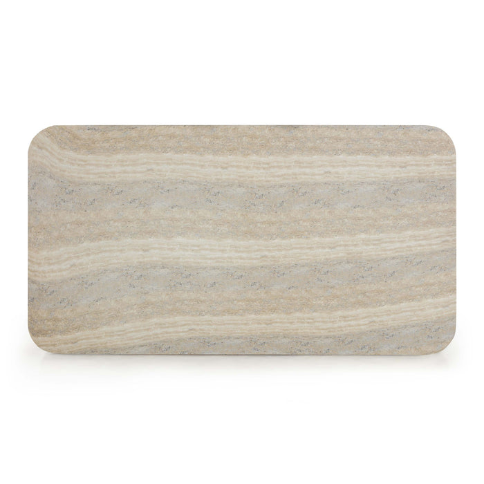 Tyche - Indoor / Outdoor Concrete Rectangular Coffee Table - Faux Travertine