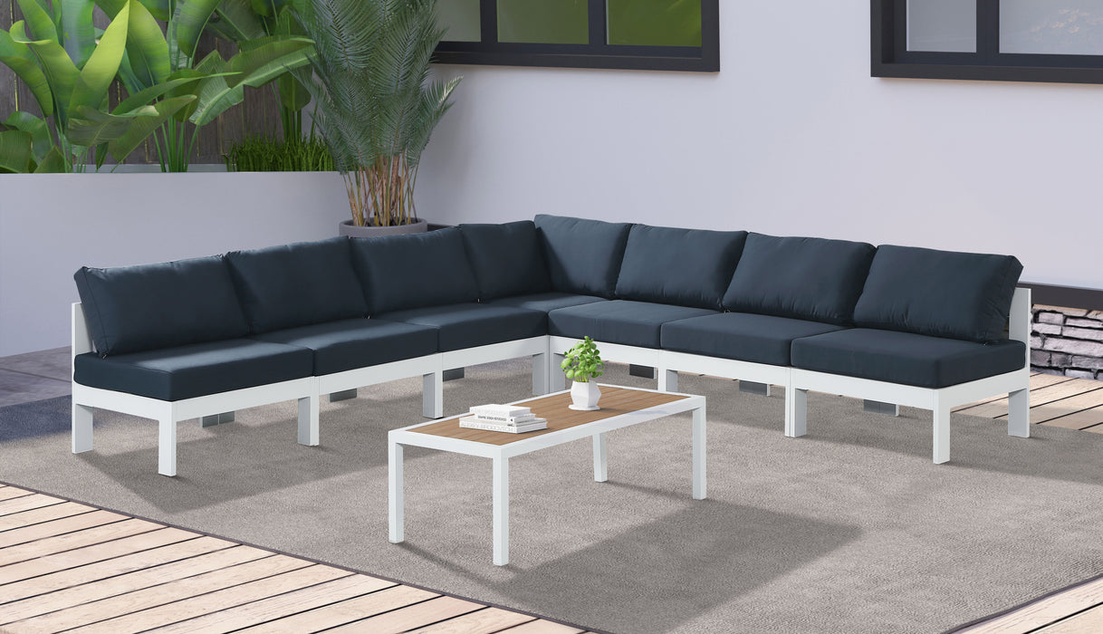 Nizuc - Outdoor Patio 7 Piece Modular Sectional With White Frame